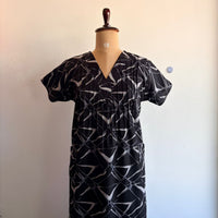 Black Printed Printed V-Neck Alfine 60 Inch Length Churidar Cut Nighty | Free Size | Chest Width 44″| Length 60″