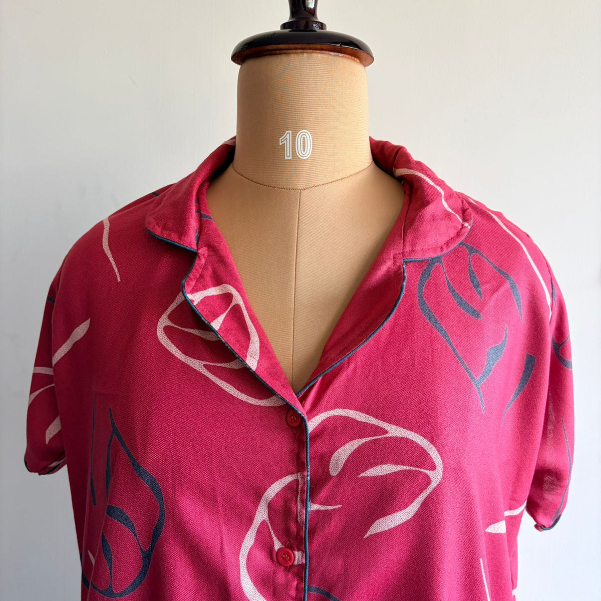 Pink Printed Alfine Full Open Long Polo Shirt Dress | Side Pocket | Free Size | Chest Width 44″| Length 44″