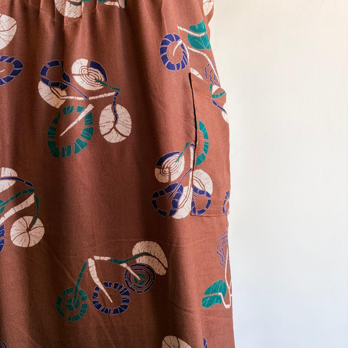 Coffee Brown Printed V-Neck Alfine Churidar Cut Nighty | Free Size | Chest Width 44″| Length 56″