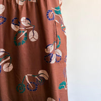 Coffee Brown Printed V-Neck Alfine Churidar Cut Nighty | Free Size | Chest Width 44″| Length 56″