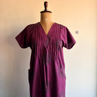 Mauve Printed V-Neck Alfine 60 Inch Length Churidar Cut Nighty | Free Size | Chest Width 44″| Length 60″