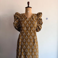 Olive Green Kantha Cotton Ruffle Sleeve Short Maternity Gown | Free Size | Chest Width 44″| Length 44″