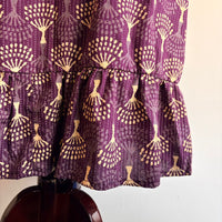 Wine Floral Kantha Cotton Ruffle Sleeve Short Maternity Gown | Free Size | Chest Width 44″| Length 44″