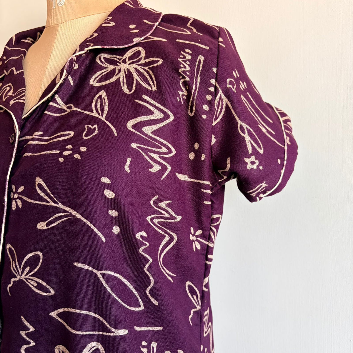 Wine Printed Alpine Full Open Long Polo Shirt Dress | Side Pocket | Free Size | Chest Width 44″| Length 44″