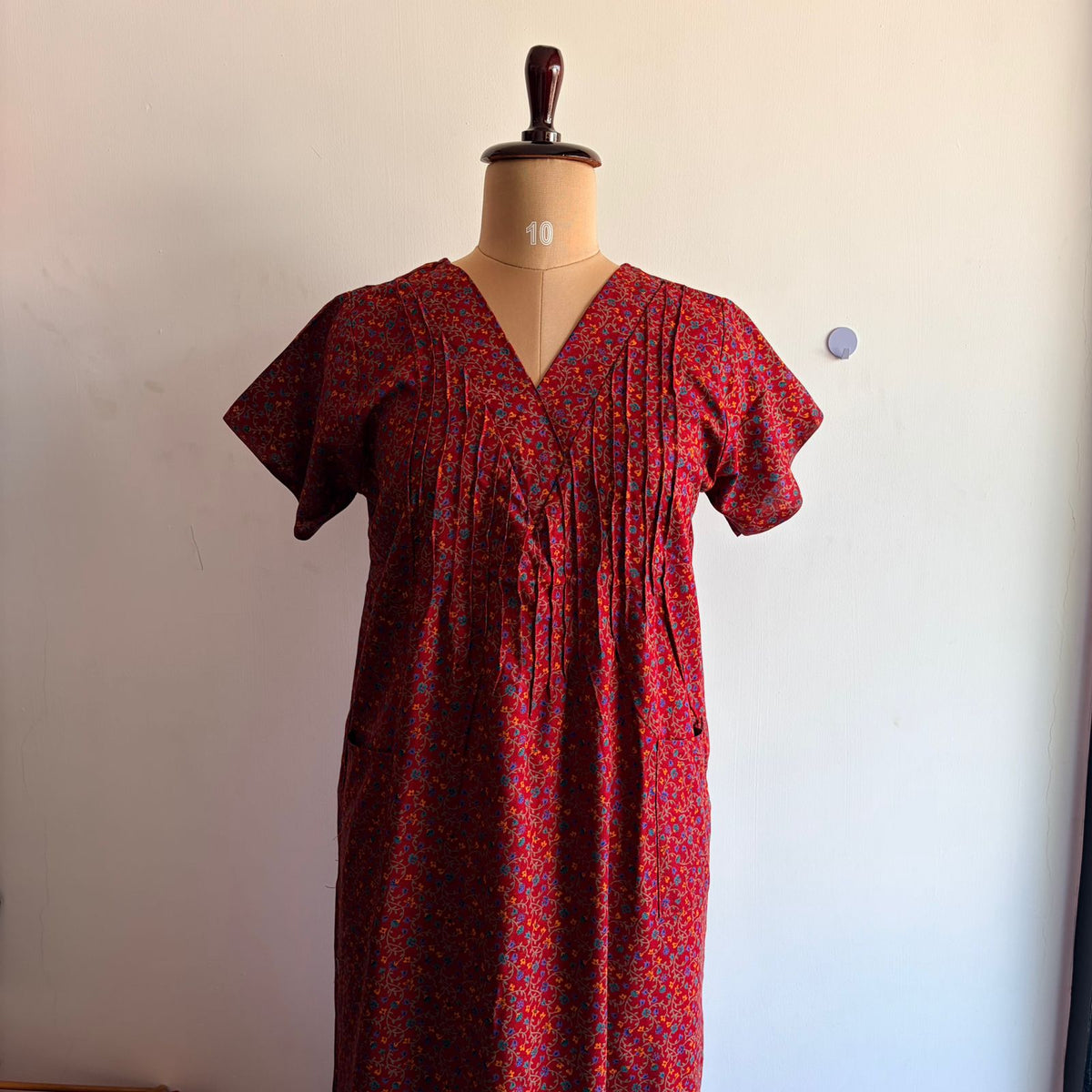 Maroon Stripes Printed V-Neck Alfine 60 Inch Length Churidar Cut Nighty | Free Size | Chest Width 44″| Length 60″