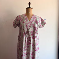 Pastel Green And Pink Printed V-Neck Alfine Churidar Cut Nighty | Free Size | Chest Width 44″| Length 56″