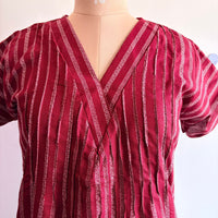 Maroon Stripes Printed V-Neck Alfine 60 Inch Length Churidar Cut Nighty | Free Size | Chest Width 44″| Length 60″
