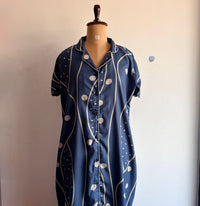 Grey Dot Printed Alpine Full Open Long Polo Shirt Dress | Side Pocket | Free Size | Chest Width 44″| Length 44″