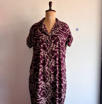 Wine Printed Alpine Full Open Long Polo Shirt Dress | Side Pocket | Free Size | Chest Width 44″| Length 44″