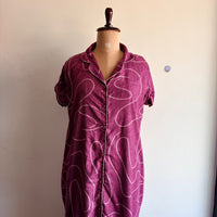 Pink Printed Alpine Full Open Long Polo Shirt Dress | Side Pocket | Free Size | Chest Width 44″| Length 44″