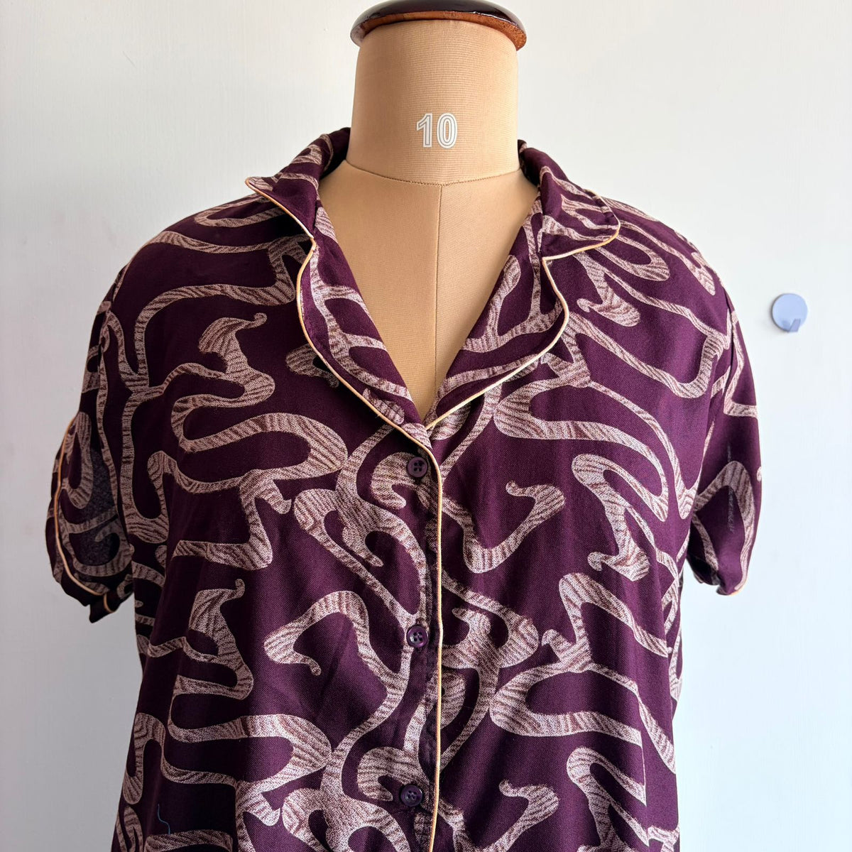 Wine Printed Alpine Full Open Long Polo Shirt Dress | Side Pocket | Free Size | Chest Width 44″| Length 44″