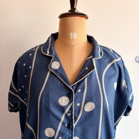 Grey Dot Printed Alpine Full Open Long Polo Shirt Dress | Side Pocket | Free Size | Chest Width 44″| Length 44″