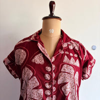 Maroon Printed Alpine Full Open Long Polo Shirt Dress | Side Pocket | Free Size | Chest Width 44″| Length 44″