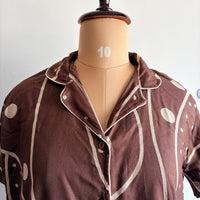 Brown Dot Printed Alpine Full Open Long Polo Shirt Dress | Side Pocket | Free Size | Chest Width 44″| Length 44″