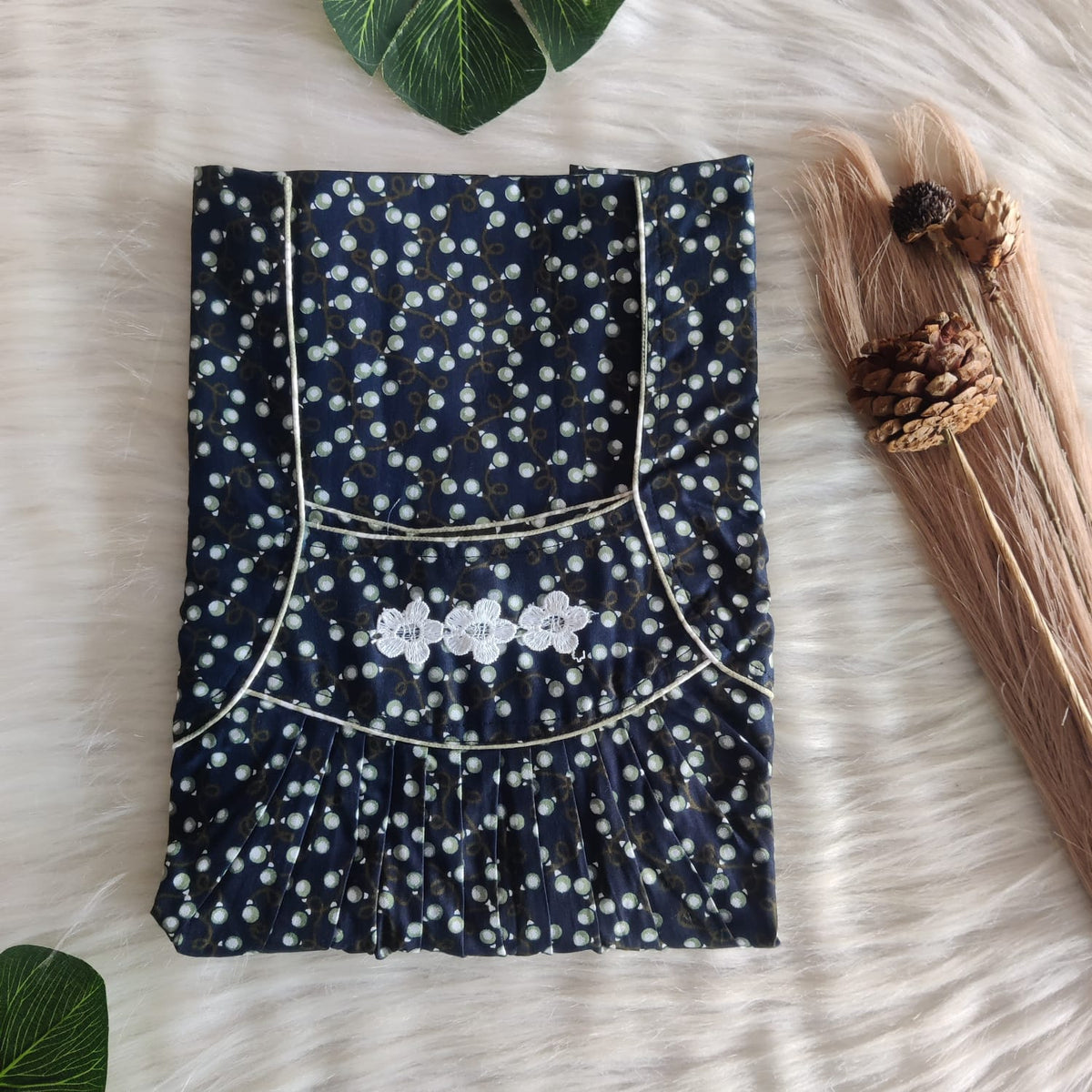 Green Printed Premium Cotton Three Flower Nighty |Free Size | Chest Width 44"| Length 54"-55"