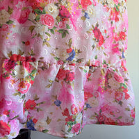 Pink Floral Hakoba Ruffle Sleeve Short Maternity Gown | Free Size | Chest Width 44″| Length 44″|