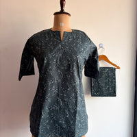 Green Floral Printed Round Neck Pure Cotton Loungewear Pyjama Set Free Size 3/4 Sleeve (Suits for bra size 34″- 40″)