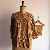 Brown Floral Printed Round Neck Rayon Full Sleeve Loungewear Pyjama Set | Free Size |