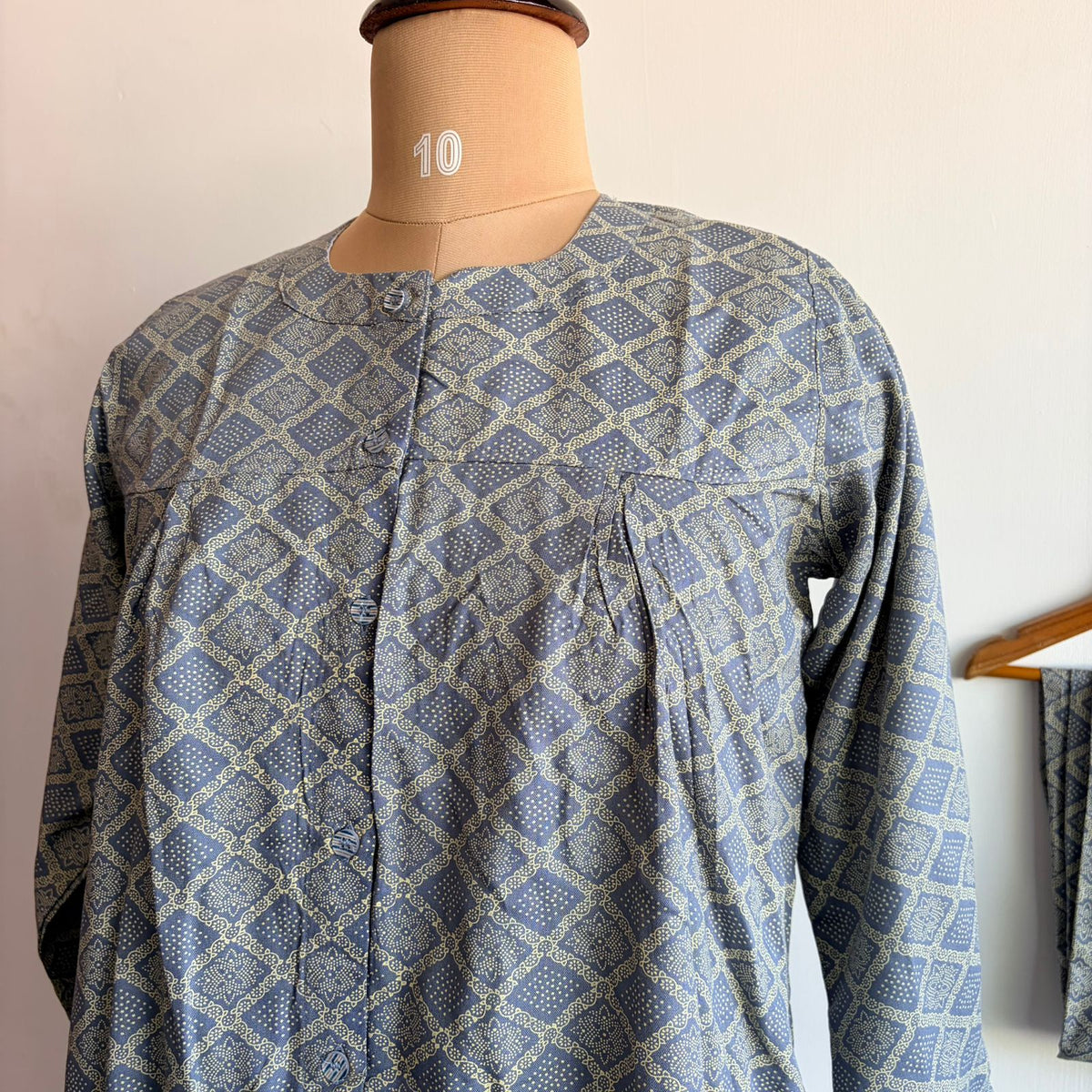 Grey Printed Round Neck Rayon Full Sleeve Loungewear Pyjama Set | Free Size |