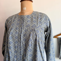 Grey Printed Round Neck Rayon Full Sleeve Loungewear Pyjama Set | Free Size |