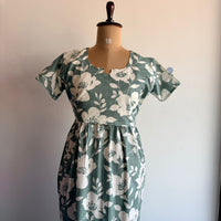 Pale Green Floral Printed Premium Cotton Buttonless Zipless Short Maternity Nighty | Free Size | Chest Width 44″| Length 46″
