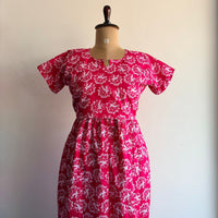 Pink Floral Printed Premium Cotton Buttonless Zipless Short Maternity Nighty | Free Size | Chest Width 44″| Length 46″