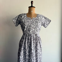 Grey Floral Printed Premium Cotton Buttonless Zipless Short Maternity Nighty | Free Size | Chest Width 44″| Length 46″