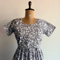 Grey Floral Printed Premium Cotton Buttonless Zipless Short Maternity Nighty | Free Size | Chest Width 44″| Length 46″