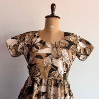 Brown Leaf Printed Premium Cotton Buttonless Zipless Short Maternity Nighty | Free Size | Chest Width 44″| Length 46″