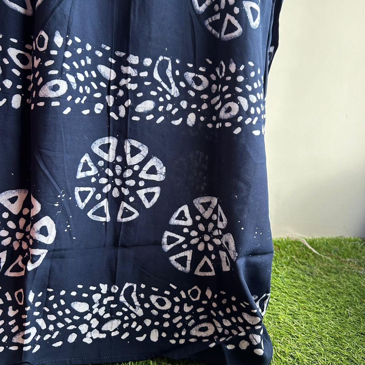 Navy Blue Printed Rayon Feeding Kaftan | Free Size | Chest Width 44″| Length 56″