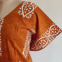 Rust Orange Printed Cotton Non Feeding Kaftan | Free Size | Chest Width 44″| Length 56″