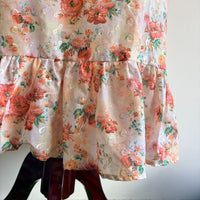 Brown Floral Printed Beige Hakoba Ruffle Sleeve Short Maternity Gown | Free Size | Chest Width 44″| Length 44″