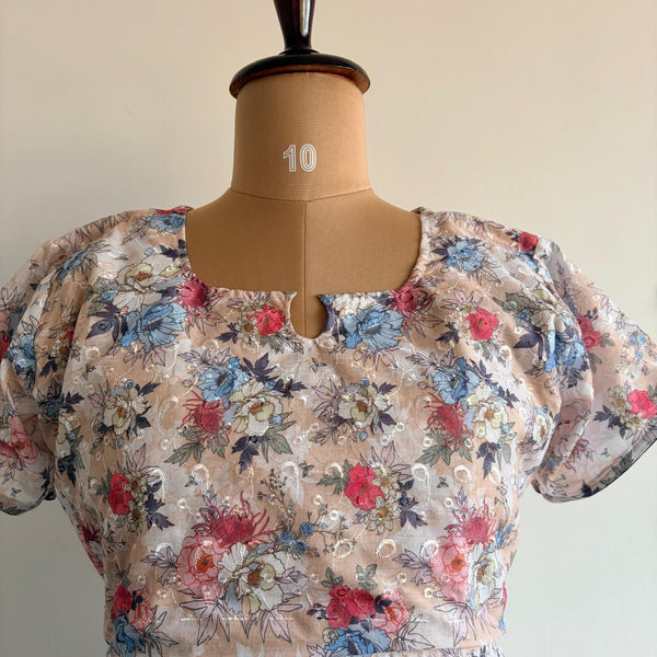 Pink Floral Printed Brown Hakoba Buttonless Zipless Short Maternity Nighty | Free Size |
