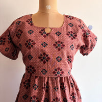 Mauve Pink Printed Premium Cotton Buttonless Zipless Short Maternity Nighty | Free Size | Chest Width 44″| Length 46″