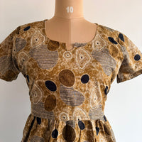 Brown Printed Premium Cotton Buttonless Zipless Short Maternity Nighty | Free Size | Chest Width 44″| Length 46″