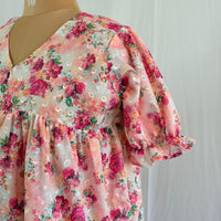 Pink Floral Hakoba Flared Feeding Gown With Single Centre Invisible Zip | Free Size | 46" length
