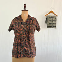 Black Printed Kantha Cotton Shirt Pyjama Set | Free Size |