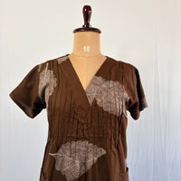 Coffee Brown Printed V-Neck Alfine Churidar Cut Nighty | Free Size | Chest Width 44″| Length 56″