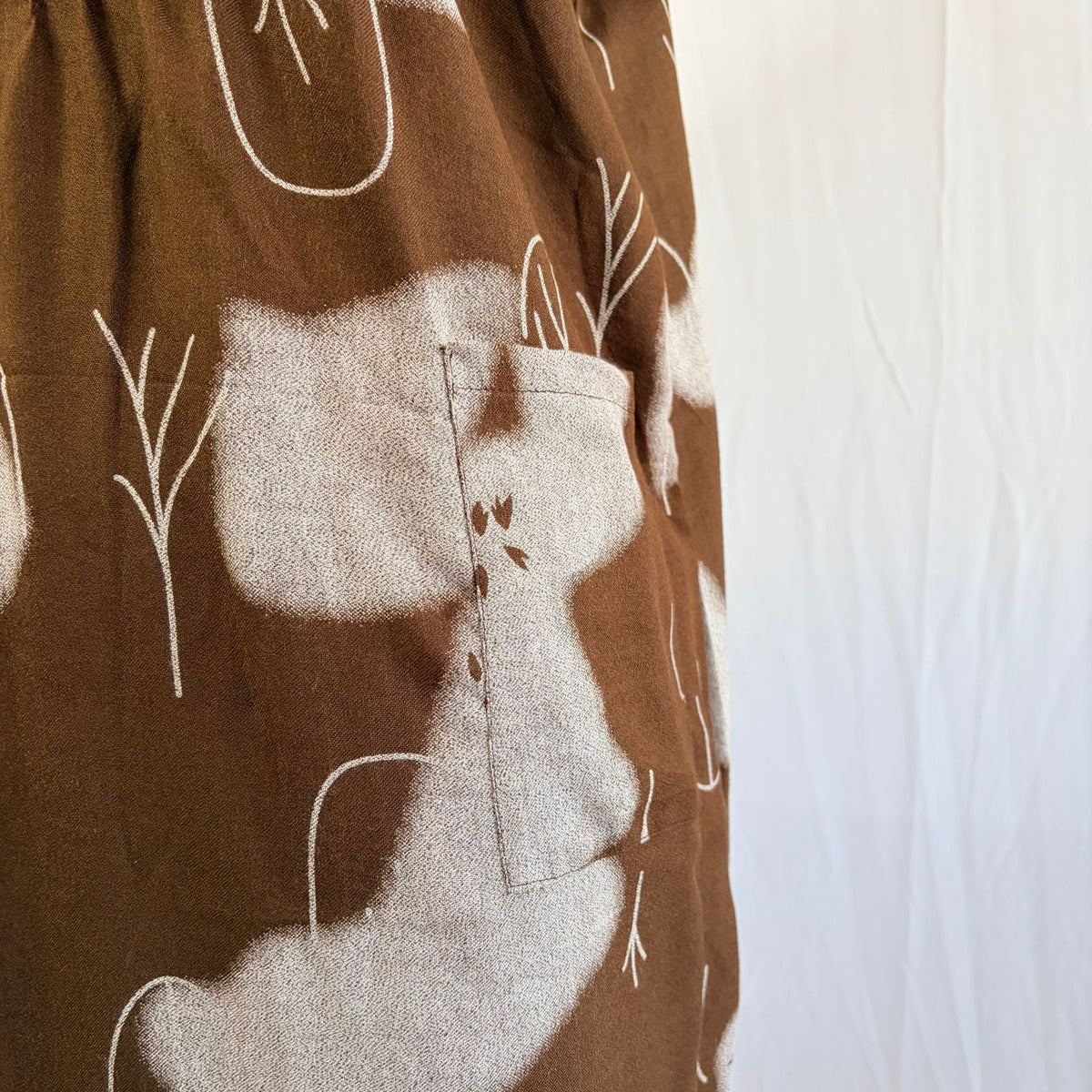 Brown And White Printed V-Neck Alfine Churidar Cut Nighty | Free Size | Chest Width 44″| Length 56″