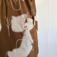 Brown And White Printed V-Neck Alfine Churidar Cut Nighty | Free Size | Chest Width 44″| Length 56″