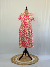 Peach Floral Printed Premium Cotton V Collar Neck Short Maternity Gown | Free Size |