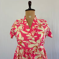 Peach Floral Printed Premium Cotton V Collar Neck Short Maternity Gown | Free Size |