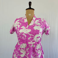 Pink Floral Printed Premium Cotton V Collar Neck Short Maternity Gown | Free Size |