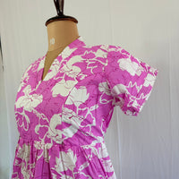 Pink Floral Printed Premium Cotton V Collar Neck Short Maternity Gown | Free Size |