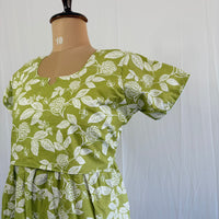 Green Floral Printed Premium Cotton Buttonless Zipless Short Maternity Nighty | Free Size | Chest Width 44″| Length 46″