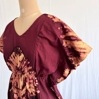 Maroon Batik Printed Chungidi Cotton Feeding Kaftan | Free Size | Chest Width 44″| Length 56″