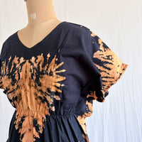Navy-Blue Batik Printed Chungidi Cotton Feeding Kaftan | Free Size | Chest Width 44″| Length 56″