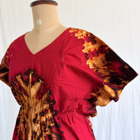 Red Batik Printed Chungidi Cotton Feeding Kaftan | Free Size | Chest Width 44″| Length 56″