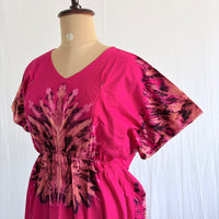 Pink Batik Printed Chungidi Cotton Feeding Kaftan | Free Size | Chest Width 44″| Length 56″