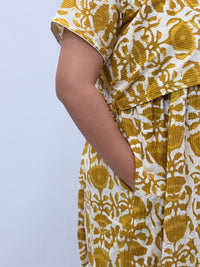 Yellow Floral Printed Kantha Cotton Buttonless Zipless Short Maternity Nighty | Free Size |